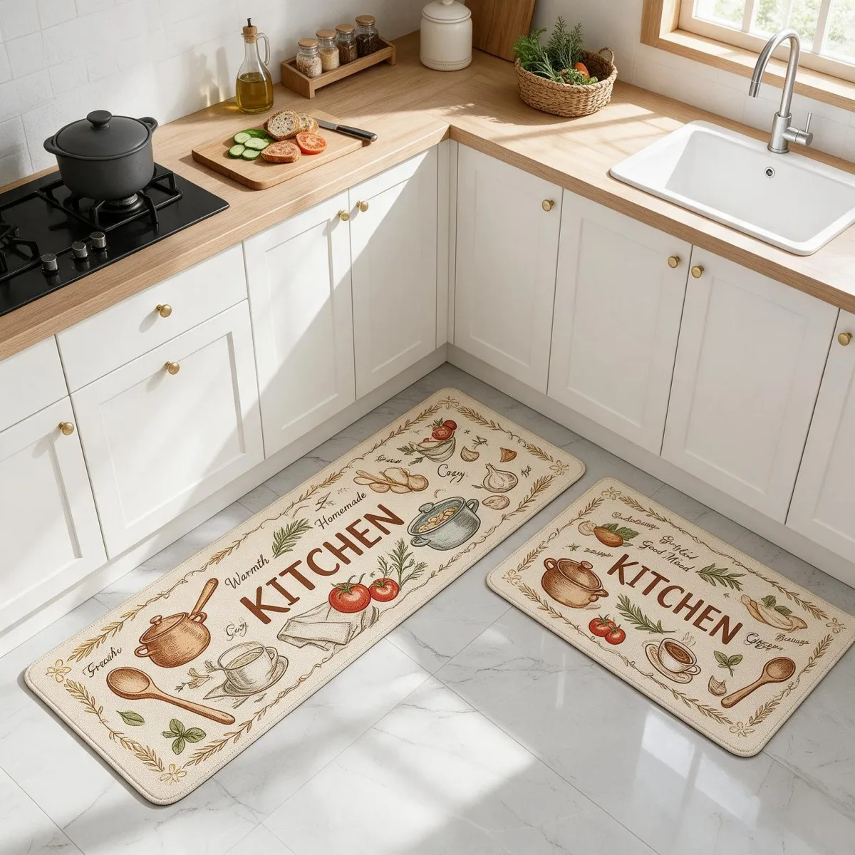 Tappetino da cucina in fango di diatomee, antiscivolo e con superficie assorbente e fondo in gomma, disponibile in versione lunga o quadrata, ideale per cucina, bagno, toilette, ingresso e zona