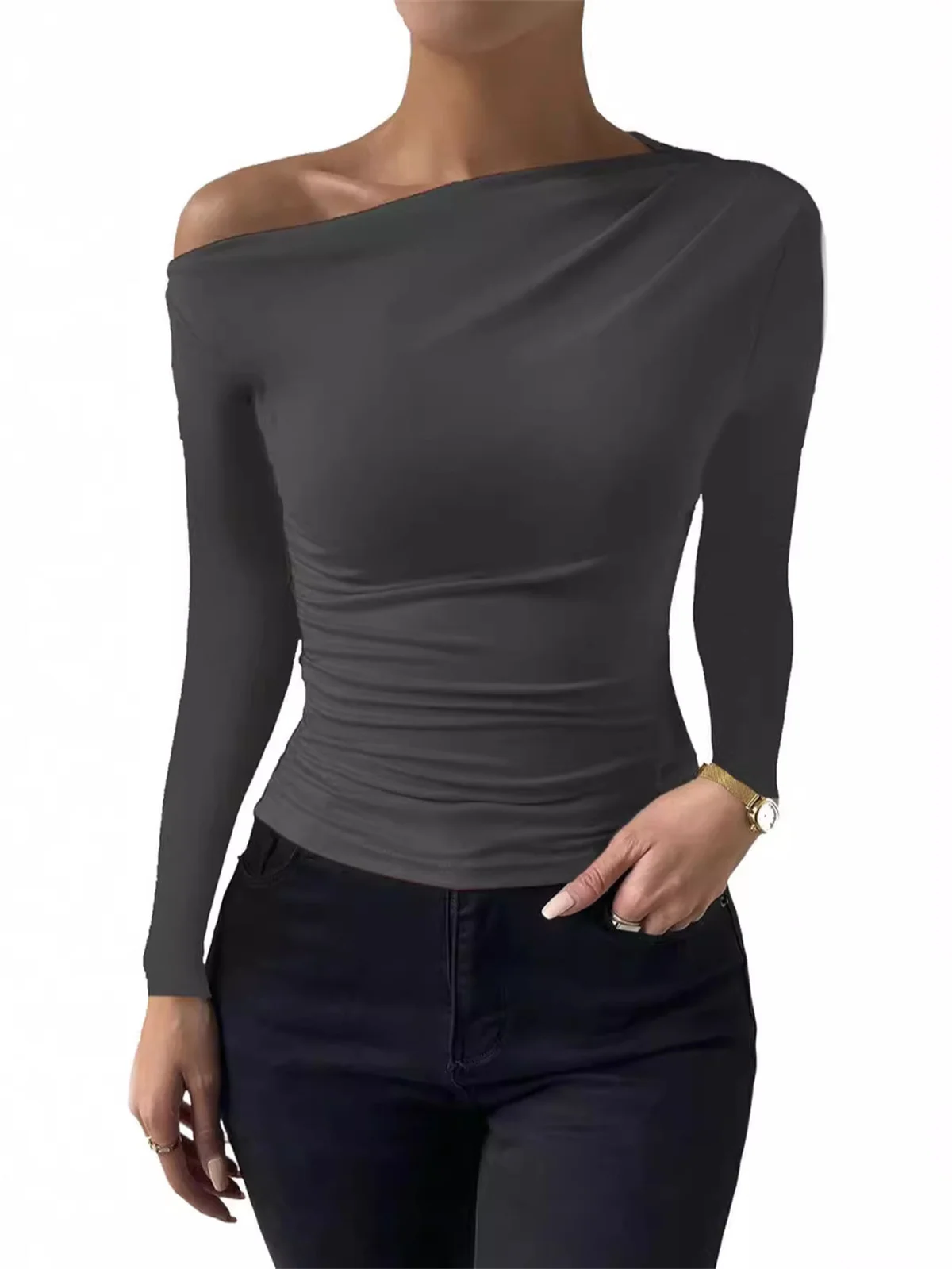 Sexy Off Shoulder Short-Sleeved T-Shirt Women\'s Summer New Round Neck Slim Fit White Black Solid Top For Women Basic T Shirt