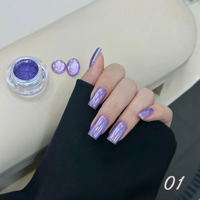 Superhelder Purple Blue Series Magic Mirror nagelpoeder - Anti-melt langdurige nagelkunst, paarsblauw gekleurde metallic glitter