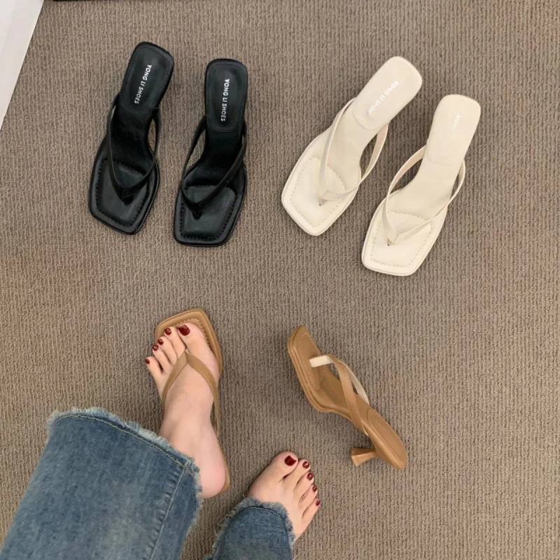 

French Clip-Toe Flip Flops, 2025 New Summer Outdoor High Heel Sandals, Fashionable And Versatile Sandals