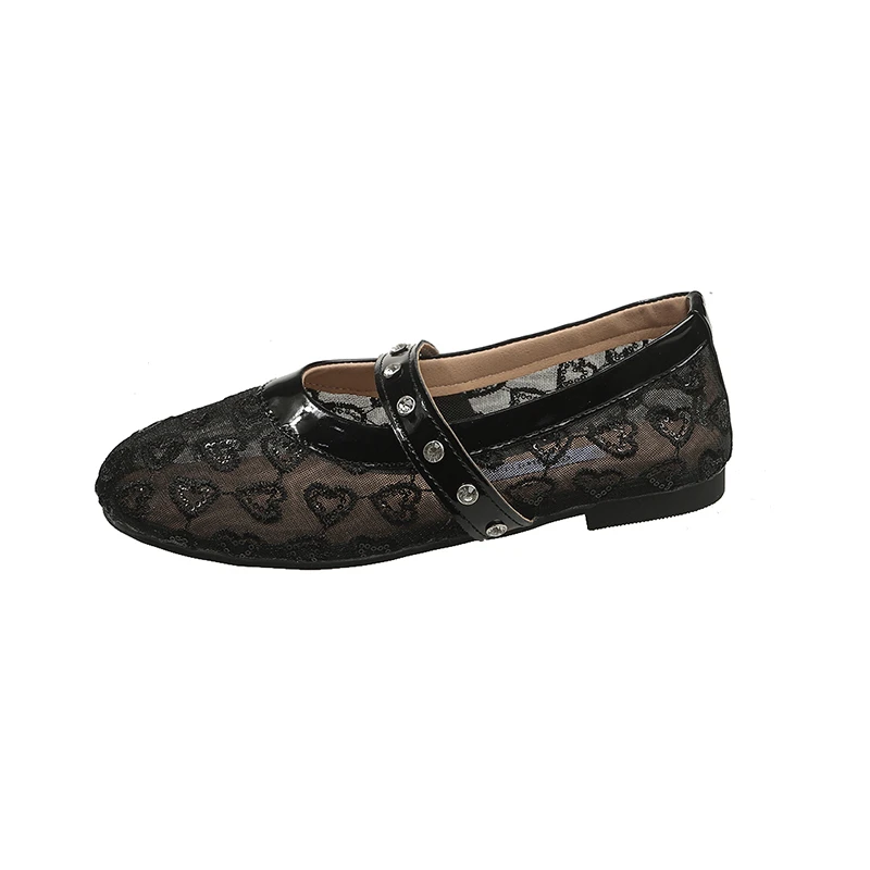 2026 Modische Sommer Neuheit: Wasserdiamant-Mesh-Slipper für Damen – Atmungsaktive, flache Schuhe mit runder Spitze