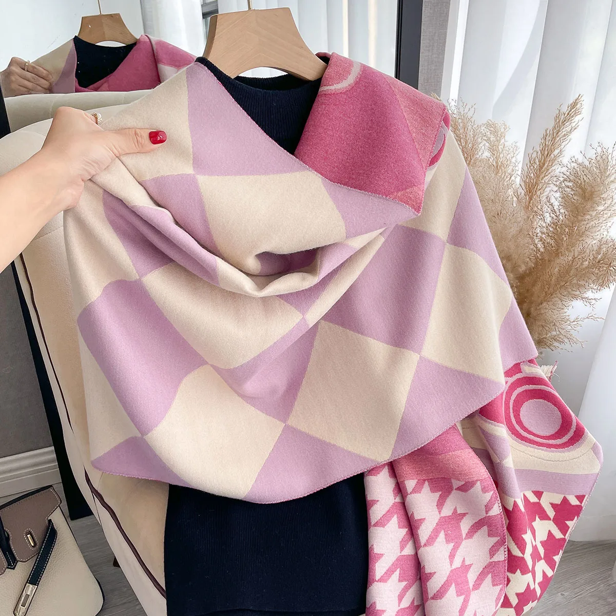 Luxury Winter Cute Cashmere Scarf Women 2023 Design Thick Pashmina Blanket Warm Shawl Wrap Neckerchief with Tassel Poncho Stoles