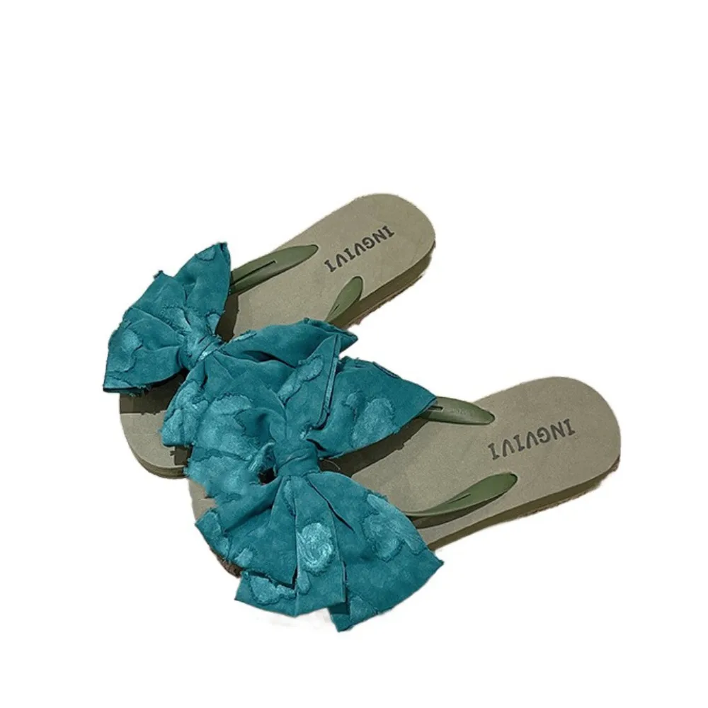 

All Match Soft Sole Bowknot Flip Flops Sweet Anti Slip Slippers for Women Beachwear Shoes Slides Sandals Home