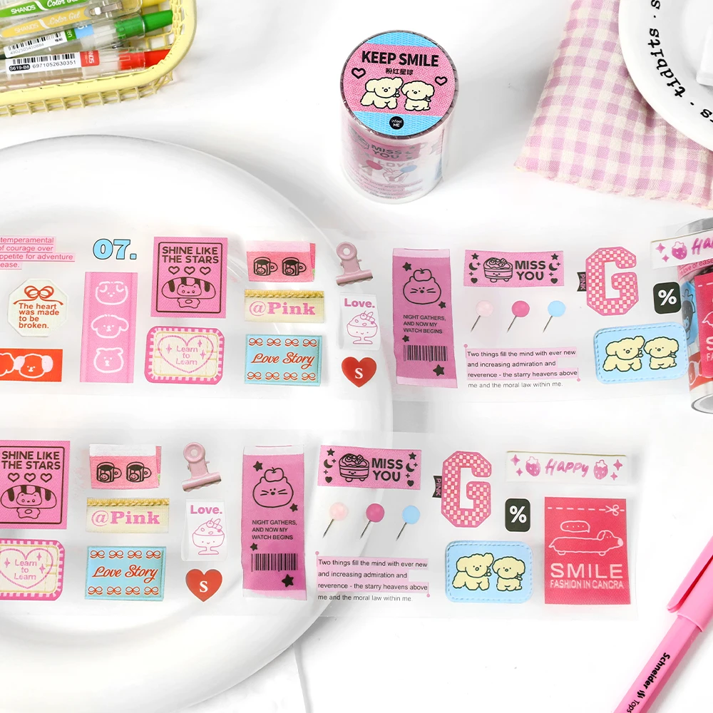 TIANZI 60 مللي متر * 2 متر Kawaii الكرتون التسمية مجلة المواد PET الشريط DIY بها بنفسك كلية سكرابوكينغ اخفاء أشرطة القرطاسية المدرسية الإبداعية #4