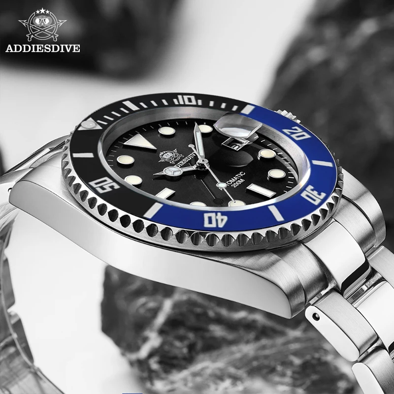 ADDIESDIVE 2023 Watch Men Automatic Mechanical Sapphire Fashion Diving Wristwatches New Stainless Steel 200ATM Waterproof Watch