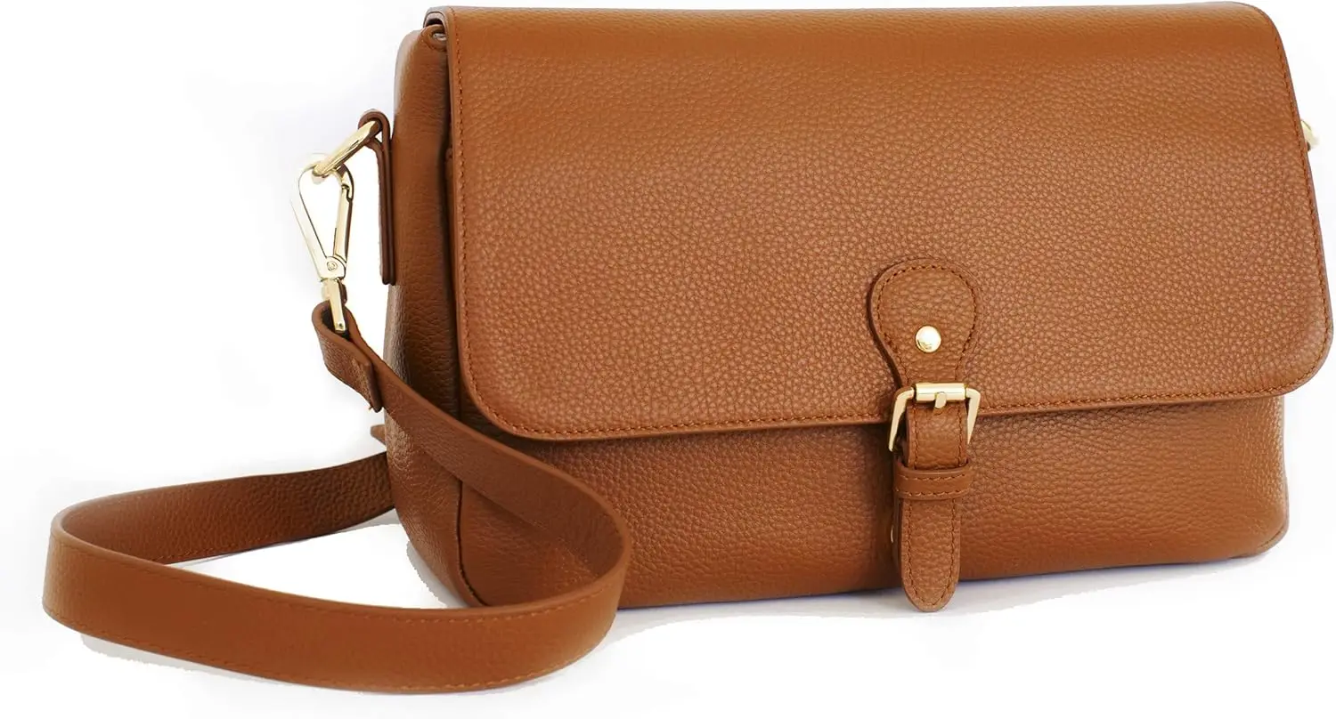 

Meliae Женская сумка для фотоаппарата, кожаная дорожная сумка через плечо без зеркальных фотокамер (коричневая)