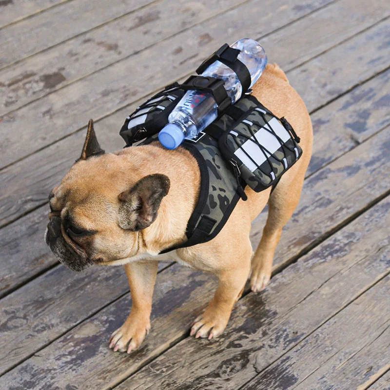 Camouflage Portable Travel Dog Backpack Carrier Outdoor Dog Carrier For French Bulldog Pug  Reflective Tactical Dog Harness Vest