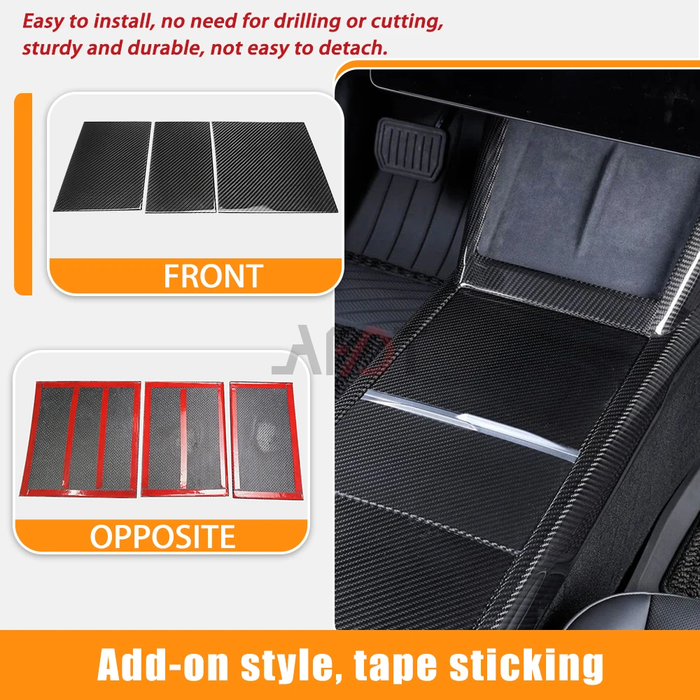 AFDT 3Pcs Carbon Fiber Center Console Panel Trim Cover For Tesla Model 3 Highland 2023 2024 Car Interior Accessories