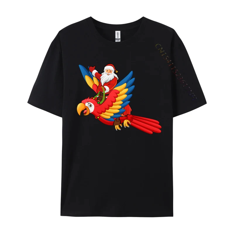 

Xmas Family Matching Funny Santa Riding Parrot Christmas T Shirt Fashion Men Casual Short Sleeve Tops Tee Shirt