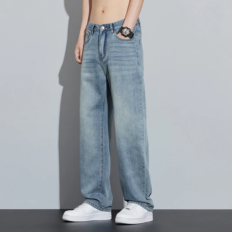 Thin Light Men's Summer Jeans Straight Fit Lyocell Denim Pants Male Elastic Elegant Casual New Style Stretch Relaxed Fit Telaxed