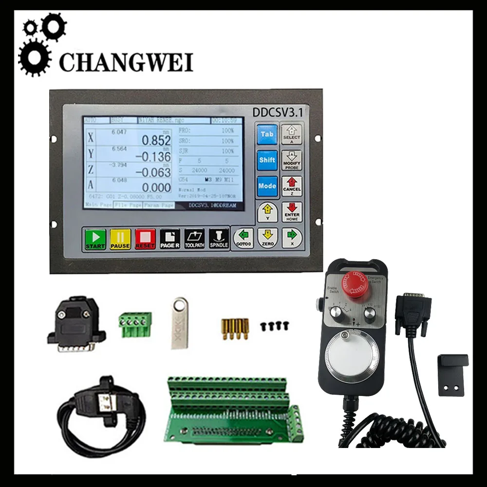 Ddcsv3.1 3-axis 4-axis G-code Independent Motion Offline Controller With 4-axis Emergency Stop Injection Molding Handwheel