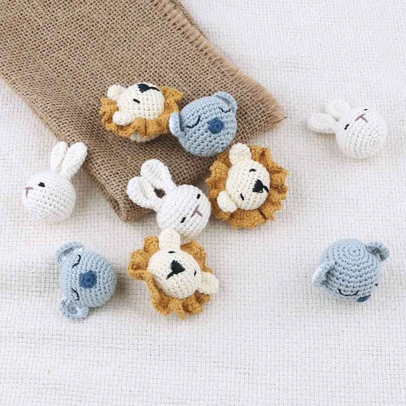 Crochet Animal Head Knitting Beads DIY Baby Pacifier Chain Chewable Accessories Infant Newborn Teether Handmade Durable