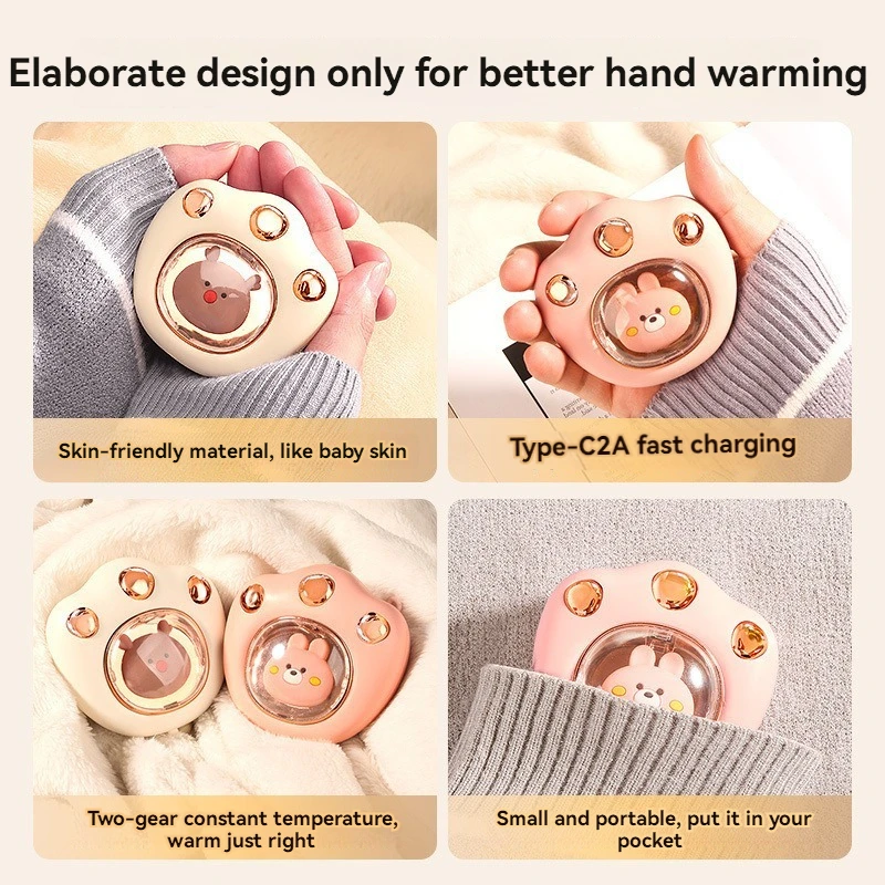 New Cute Cat Paw Hand Warmer  USB Rechargeable Portable Winter Keep Warm Gadget Pocket Mini  Heater Hand Warmer Halloween Gifts