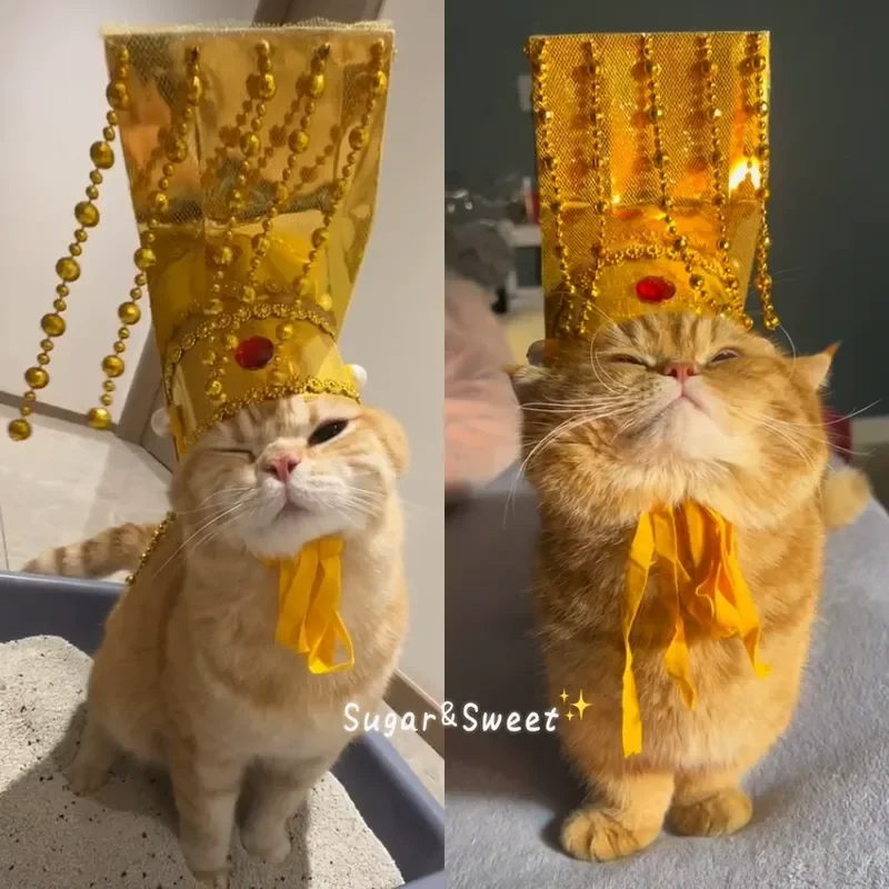 Funny Dog Cat Emperor Crown Hat Creative Palace Headgear Pet Cosplay Costume Accessories For Puppy Kitten Photo Props Party