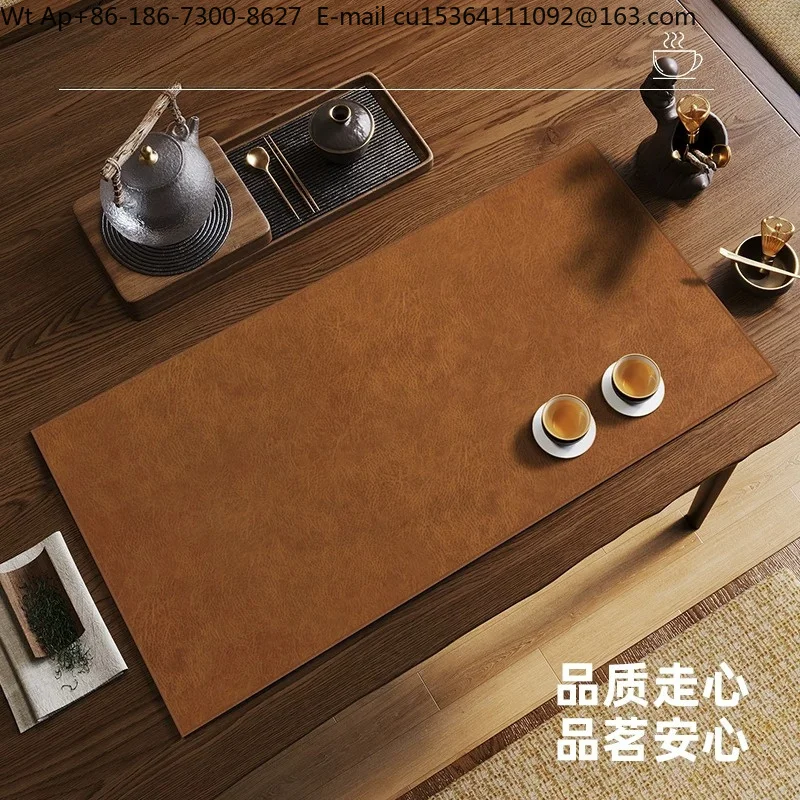 high-end cowhide tea party waterproof and thermal insulation Kung Fu tea set accessories NP table mat deep coffee, calm