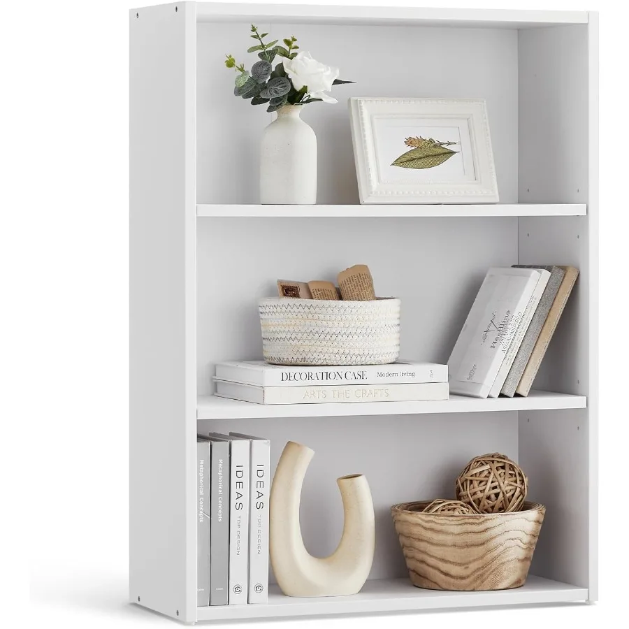 VASAGLE Bookshelf 23.6 Inches Wide 3-Tier Open Bookcase with Adjustable Storage Shelves Floor Standing Unit Cloud White ULBC163