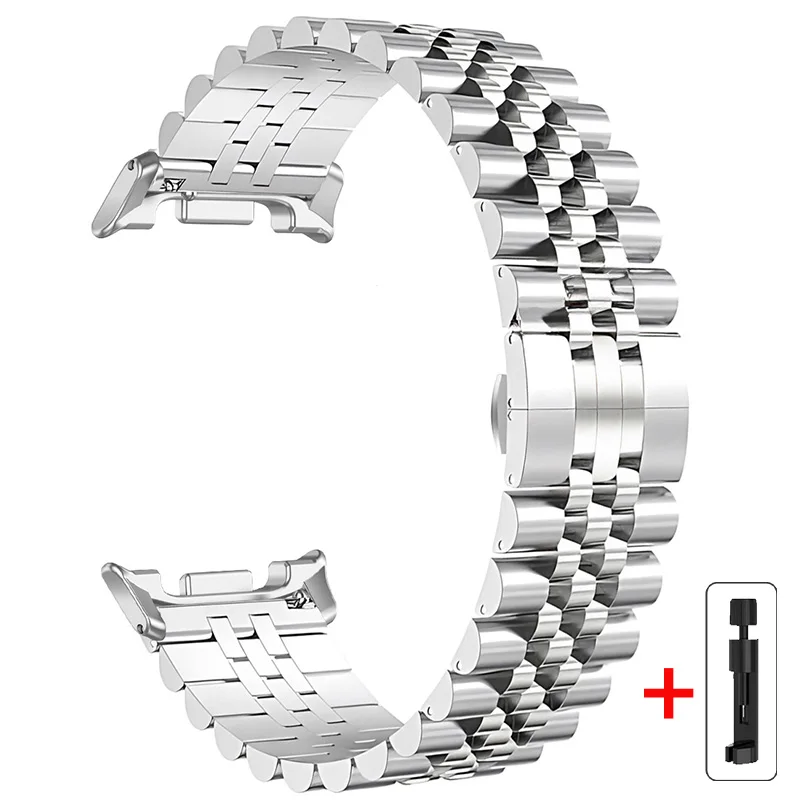 Roestvrijstalen band voor Samsung Galaxy Watch 8 9 40mm 44mm zonder openingen, metalen band voor Watch 8 Classic 46mm, snel te bevestigen horlogeband