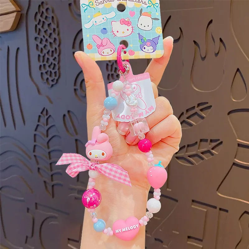 Sanrio Kuromi 휴대 전화 체인 애니메이션 마이 멜로디 페르시 배낭 펜던트 귀여운 키 체인 귀여운 휴대 전화 케이스 펜던트