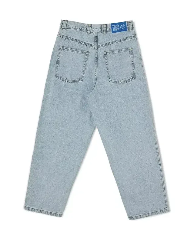 Y2K-pantalones anchos de cintura alta para niño grande, Vaqueros bordados, ropa de calle, Vaqueros holgados azules de dibujos animados góticos, Retro Punk Rock