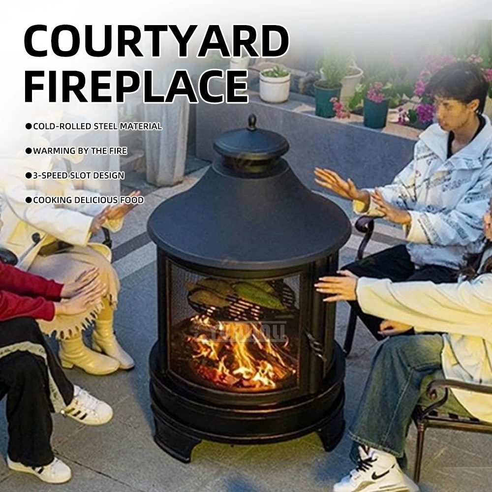 Garden Vintage BBQ Patio Wood-Burning Stove, Bonfire Party Grill, Villa Outdoor Wood-Burning Heater, Gathering Around the Fire