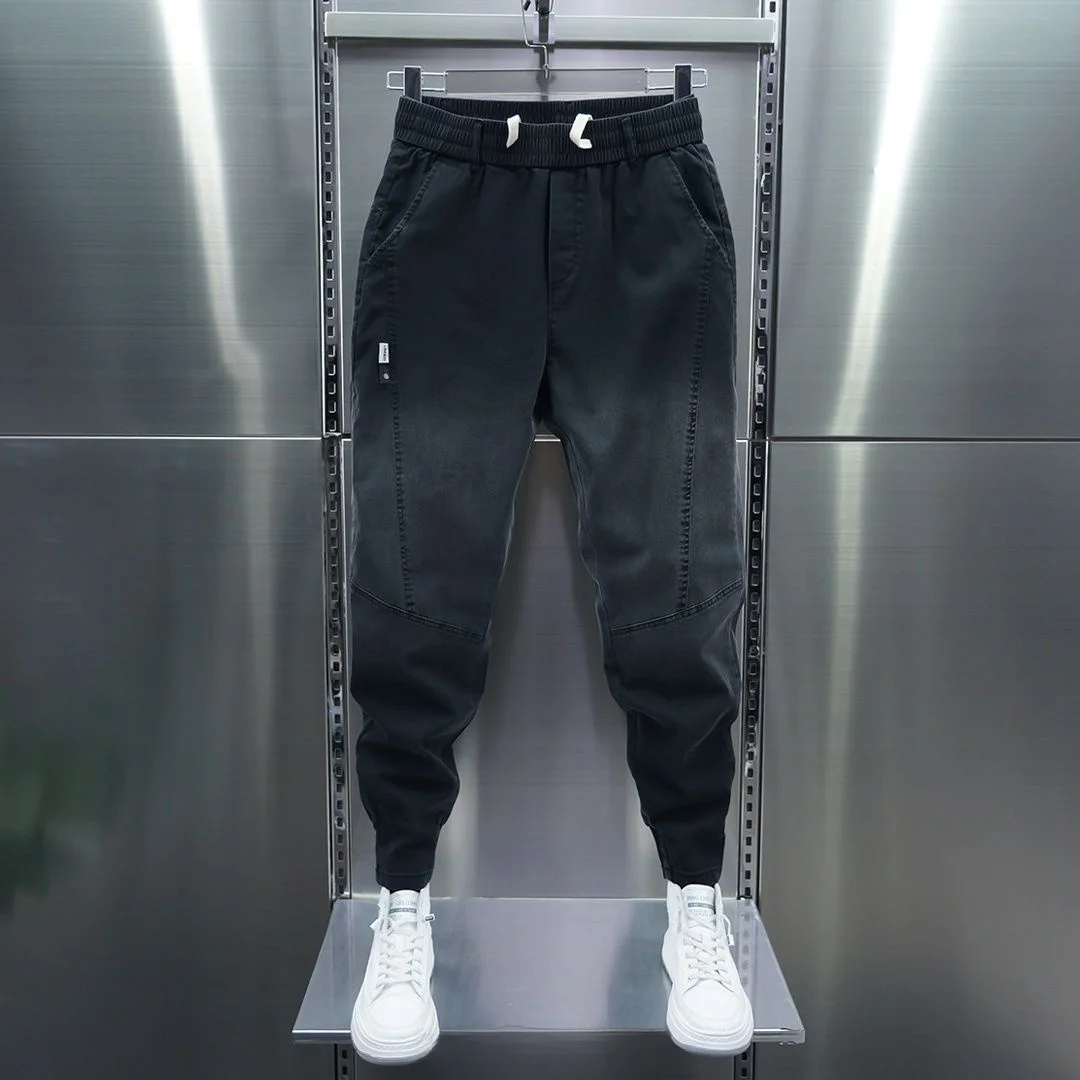 

Men's adient Color Jeans Harlan Cuffed Casual Long Pants Splicing Pattern Straight Tube Jeans Spring Autumn New Sle Cotto...