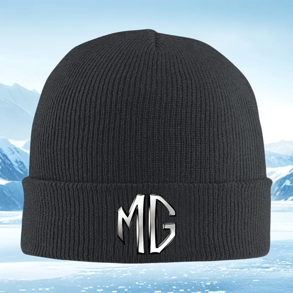 2026 Shiny letters automotive logo black background Men Women Unisex Knitted Hat Beanie Pullover Cap Winter Thermal Warm Christm