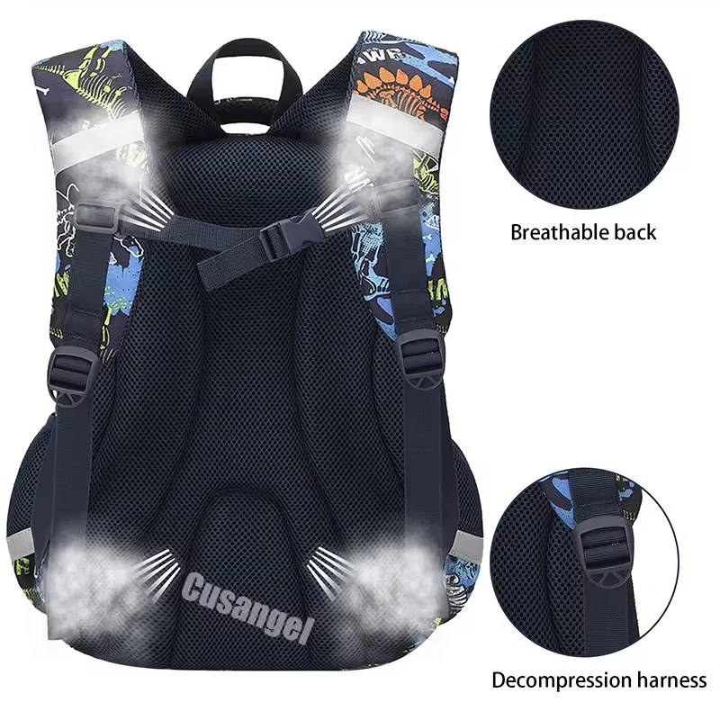 Cusangel School Bag For Boys 7 To 10 Year Primary Students Backpack Luminous Dinosaur Cartoon Bag Backpacks Kids Mochilas