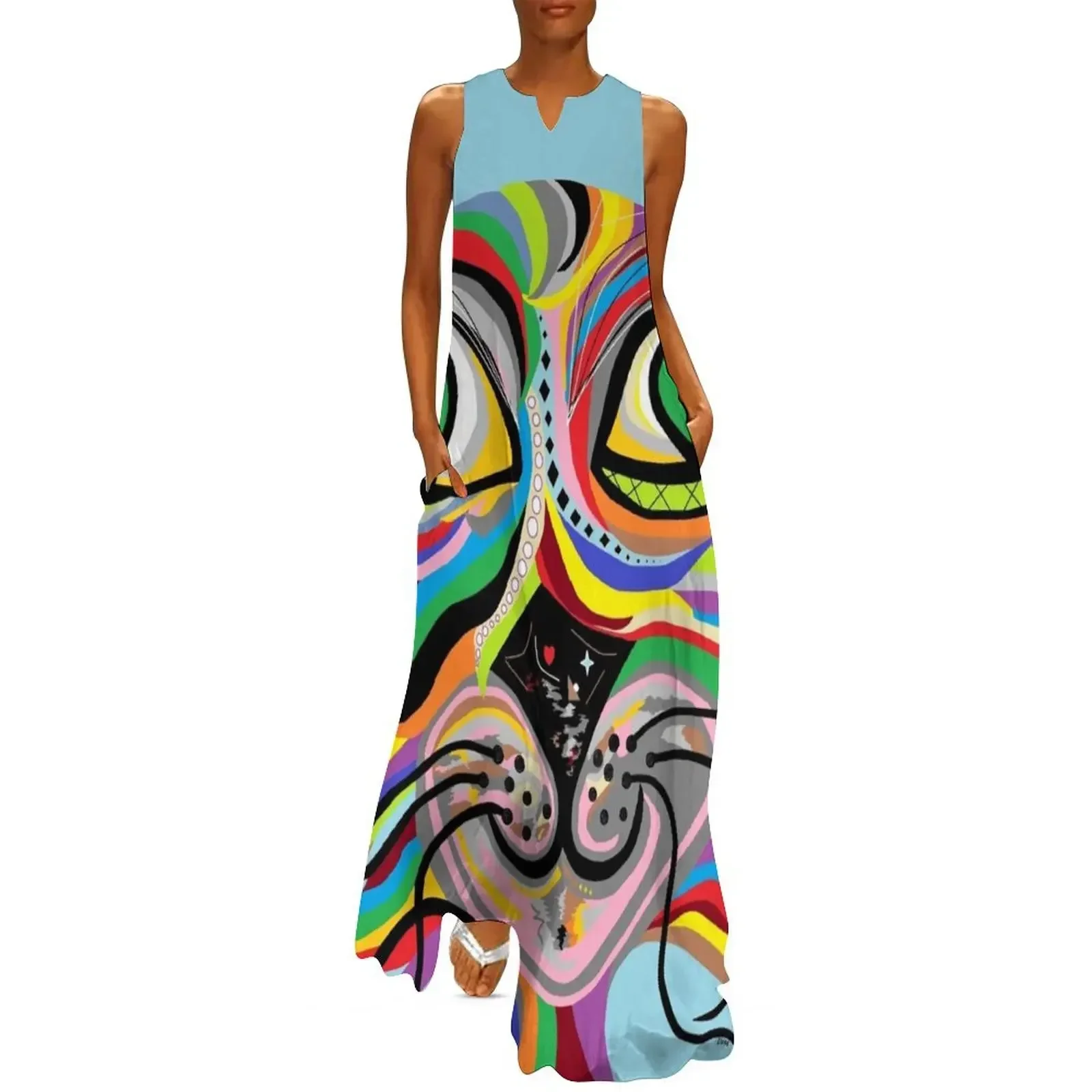 

One Grinning Cat Long Dress ceremony dresses womans clothing party dresses women women's dresses luxury Dress