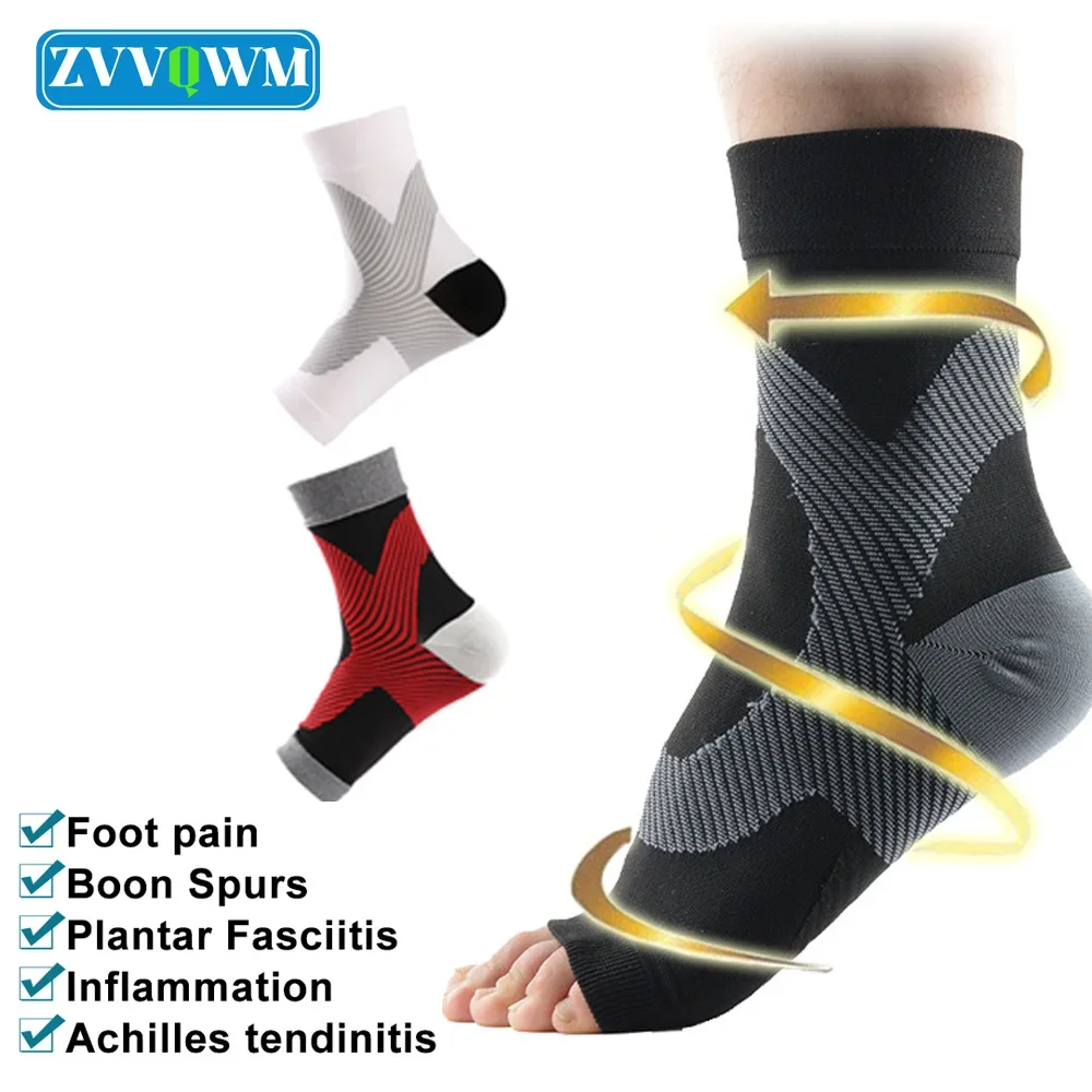 

1Pair Toeless Compression Socks Women Men Swelling Ankle Sleeve Achilles Tendonitis Relief Sports Ankle Brace Running Soccer Gym