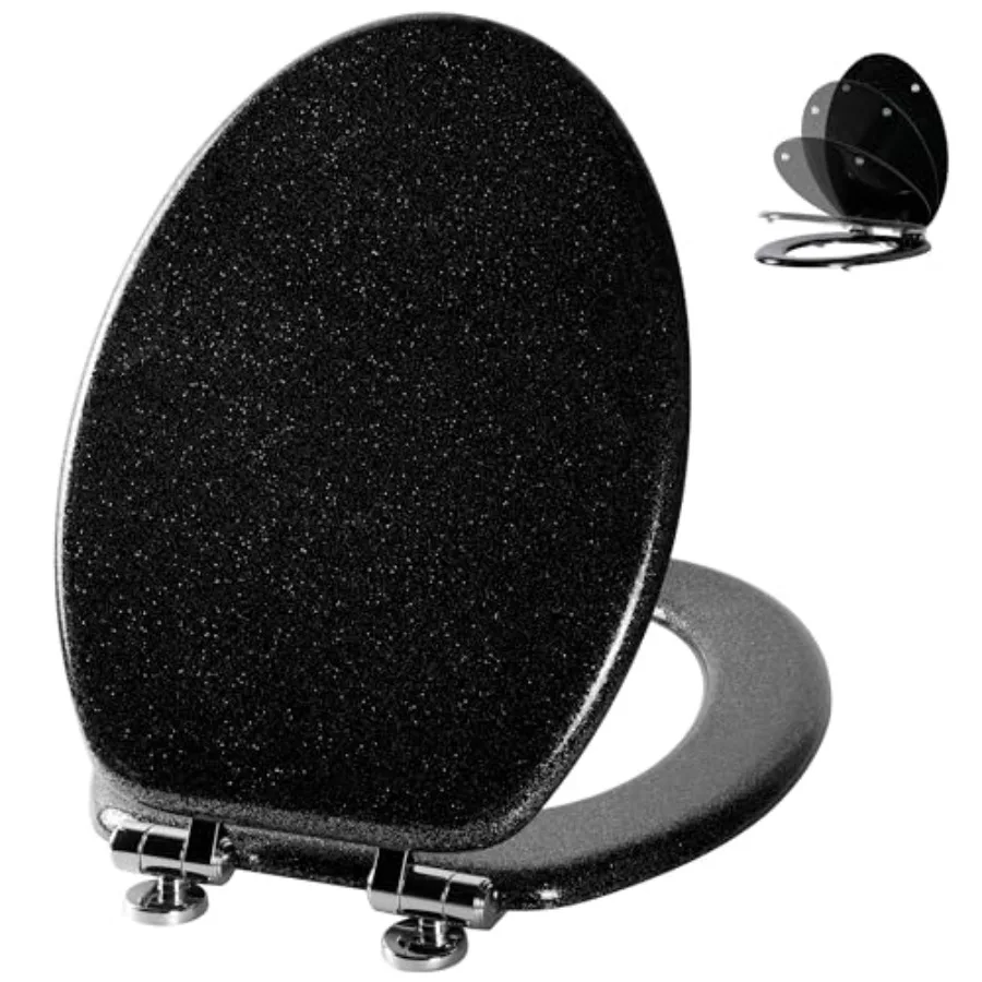 

Glitter Toilet Seat Molded Wood Elongated Toilet Seat with Quietly Close and Quick Release Hinges Easy to Install also Easy to