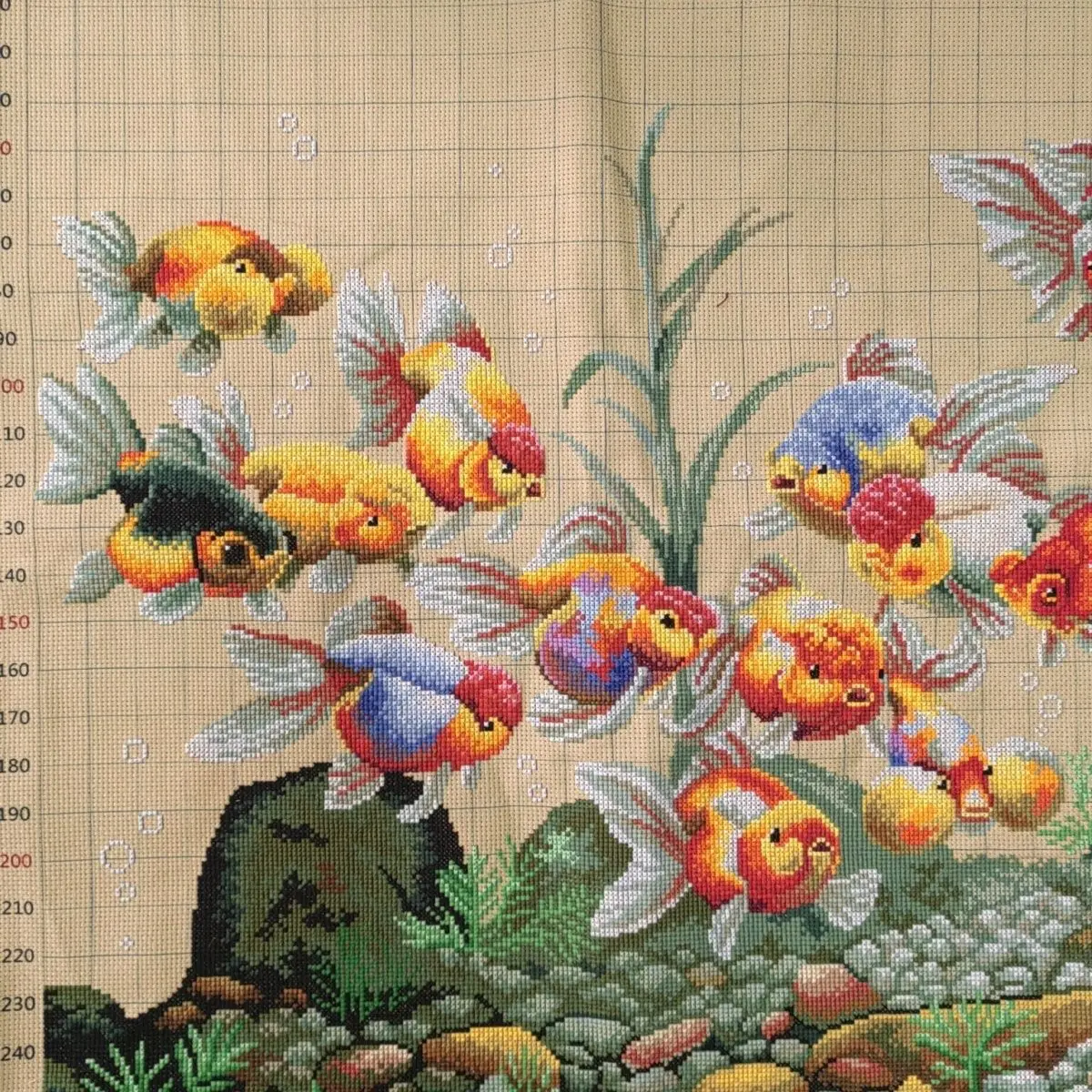 2024 Cross stitch finished products in stock, colorful goldfish symbolizing annual surplus, pure handmade embroidery, living