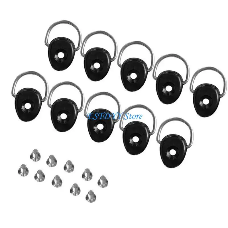 

G6DE 10Pcs Kayak D Rings with Screws Canoes Boats Riggings D Rings Sailing Hardware