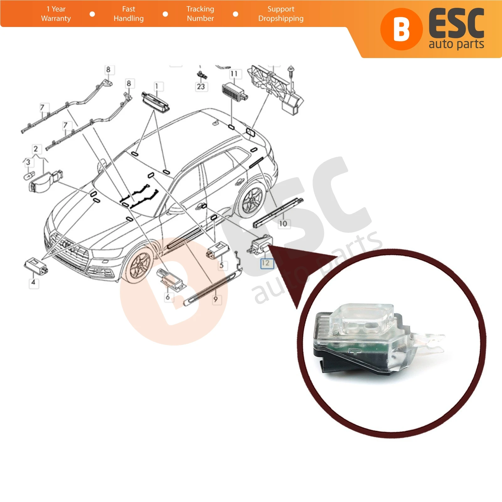 EDP1061-2 Buiten Deurklink Waarschuwing Led Perifere Courtesy Light Lamp Voor Achter Rechts 8W0947134 Voor Audi A4 A5 Q5