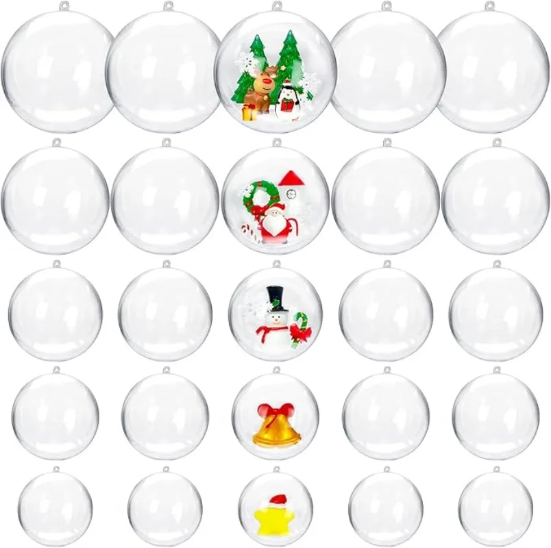 Christmas Tree Open Ball Box 2/10pcs Clear DIY Plastic Ball Filling Decorative Hanging Ornaments Gifts Wedding Party Wholesale