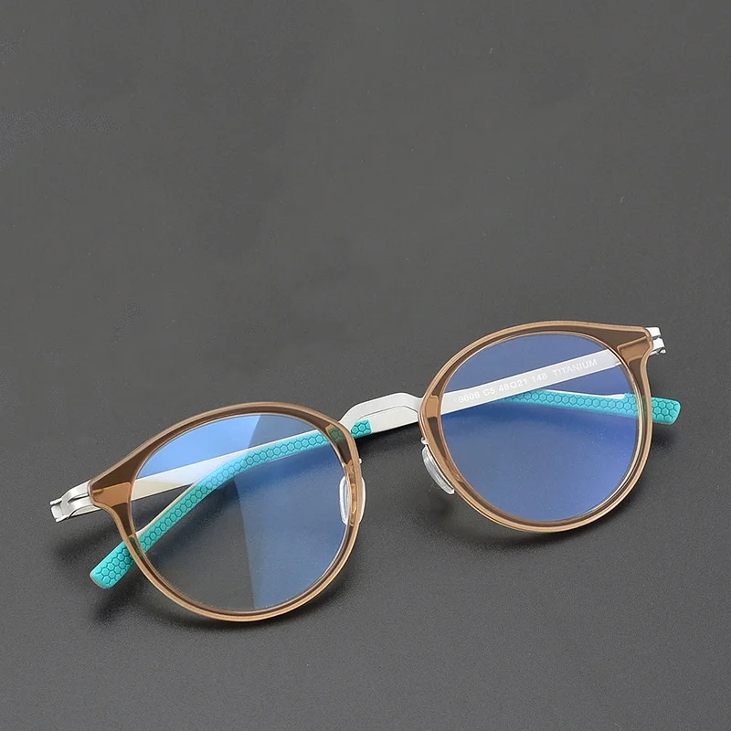 

High quality men's new pure titanium round frame glasses personality myopia frame women can wear prescription frames