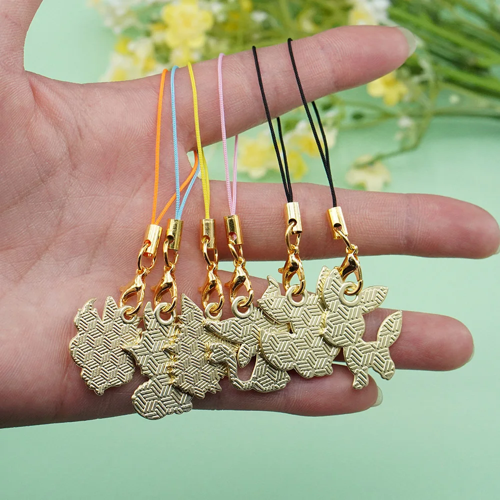 6Pcs Hot Anime Pokemon Eevee Phone Charms Cute Cartoon Fox Elf Monster Keychains Lanyard Bag Mobile For Key Strap Decor Gift view 6