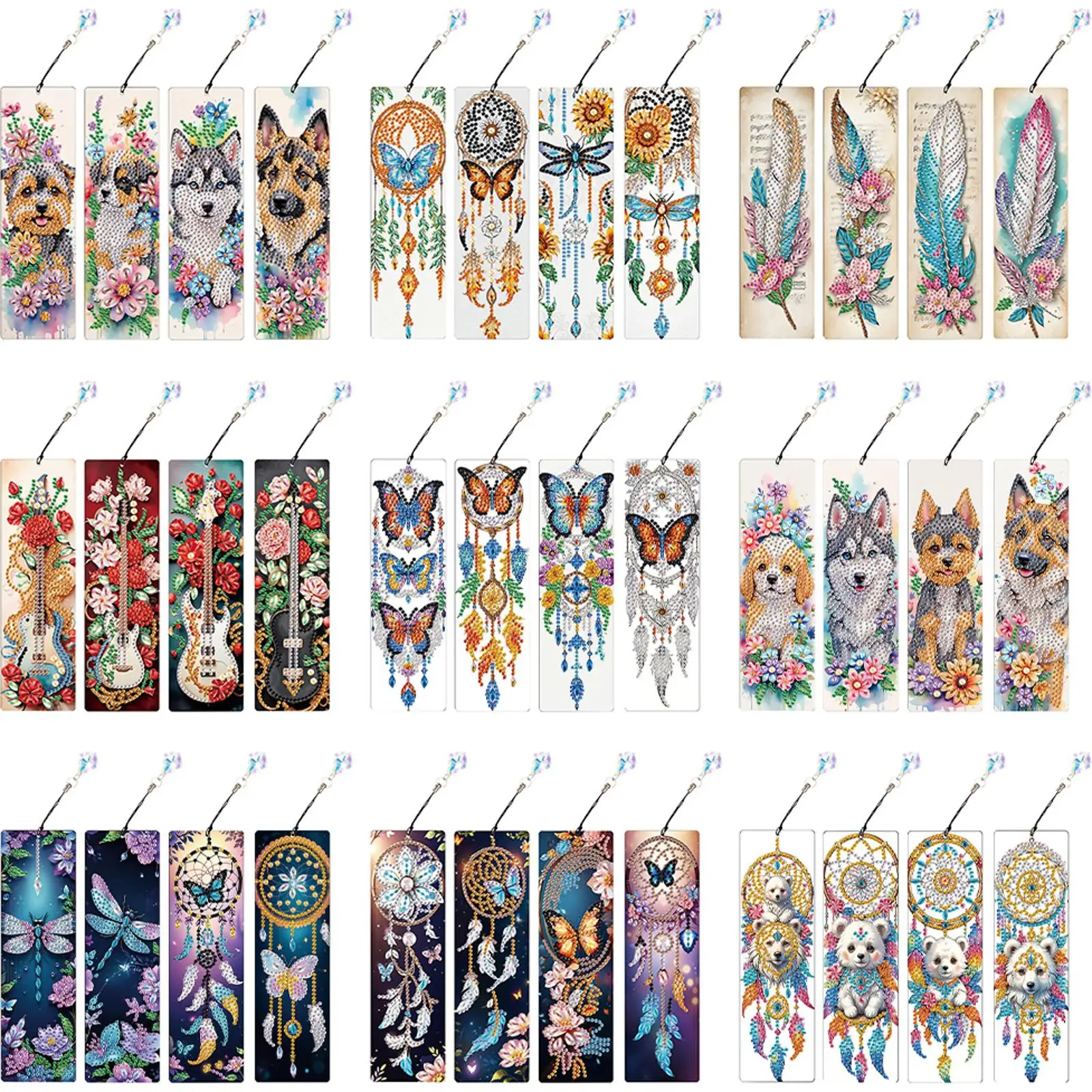 

4Pcs DIY Irregular Shaped Diamonds Diamond Painting Bookmark Diamond Bookmark Art Projects Diamond Painting Art Bookmarks