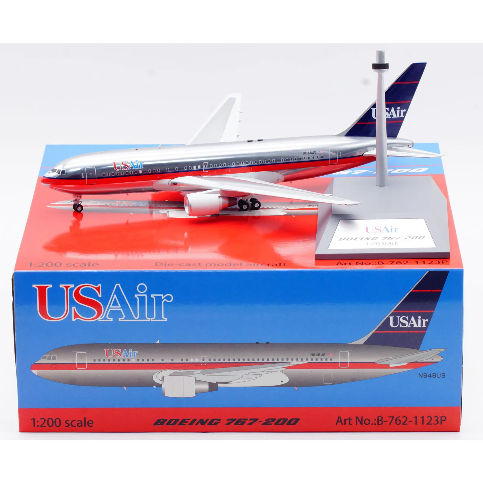 Cadeau d'avion à collectionner d'alliage B-762-1123P B-modèles 1:200 USAir Boeing B767-200ER modèle moulé sous pression de jet d'avion N648US avec le support