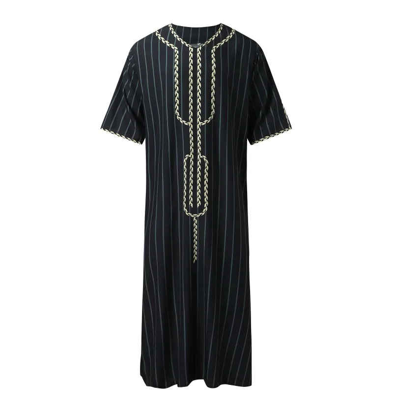 Men's Luxury Graphics Muslim Robes Arab National Loose Casual V-Neck Mid-sleeved Retro Ethnics Jumpsuit Summer M-4XL 2024 New