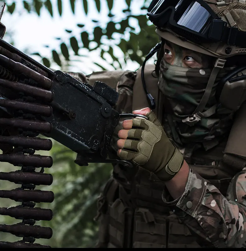Taktische Fahrradhandschuhe für Männer und Frauen, fingerlos, für Workout, Aufprallschutz, Crossfit, rutschfest, für Airsoft, Fitness, Angeln, Wandern – Detail 13