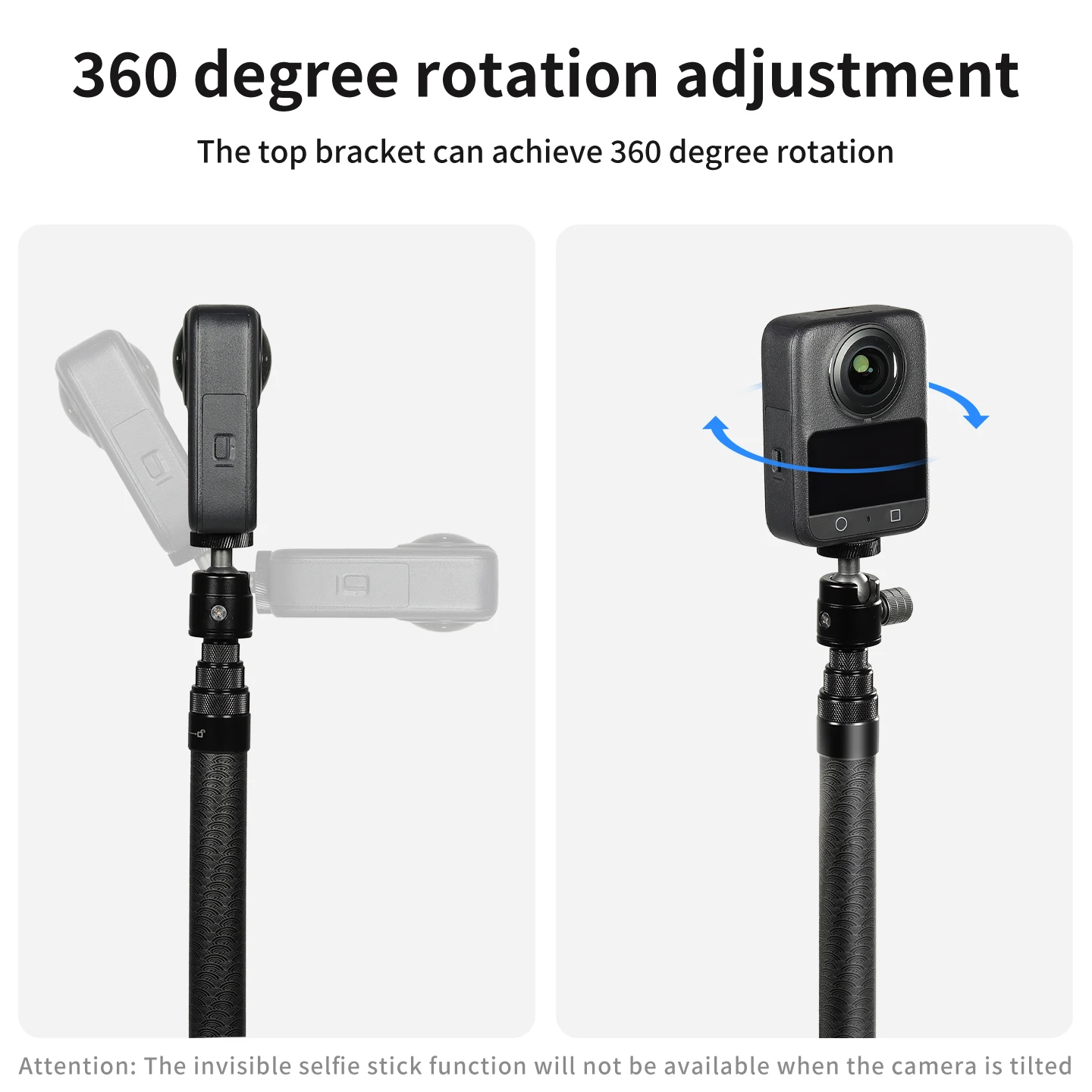 Einziehbares 3M Carbonfaser-Einbeinstativ-Selfie-Stick mit 1/4-Zoll-Stativadapter für Insta360 X6, Magnetic DJI OSMO 360, Pocket4, Action6 Kamera – Detail 2