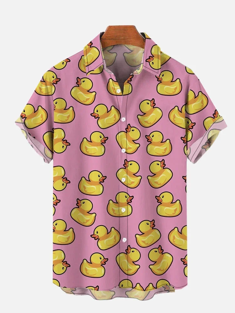 

Unisex Men's Cosplay Shirts 3D Prints Splicing Cartoon Cute Duck Printing Short Sleeve Shirt Fashion Hawaiian Shirts For Men 6XL