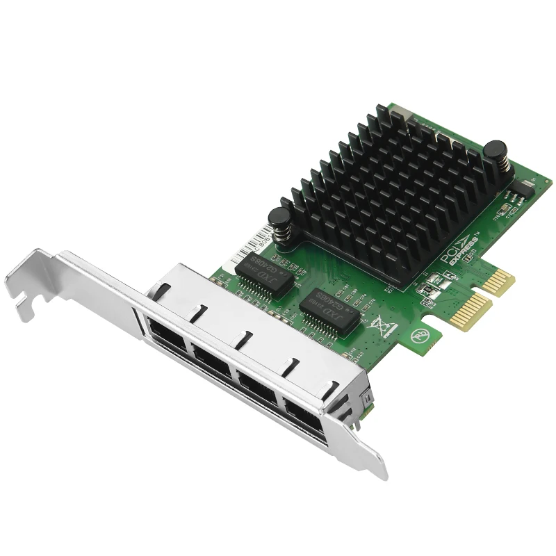 بطاقة PCIe X4 الصناعية رباعية المنافذ جيجابت إيثرنت 1350AM4 رقاقة 4x 1G RJ45 منافذ الرؤية/سطح المكتب/الخادم لنظام التشغيل Windows/Linux/Mac OS