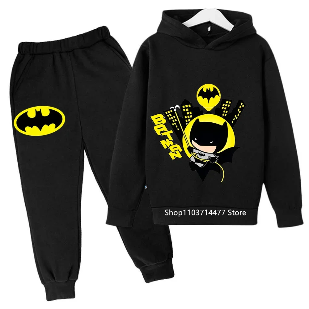 

2024 Batman- Hoodies Sets Kids Clothes Girls Clothing Tops Pants Suits 4-14 Years Old ports Suits Hoodies Sweater