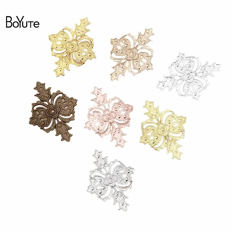 

BoYuTe (100 Pieces/Lot) 23*30MM Flower Plate Base Metal Brass Hand Made Materials DIY Jewelry Accessories