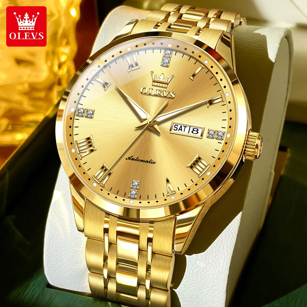 

OLEVS 7062 Men Watch Brand Luxury Men Automatic Mechanical Watch Original Business Roman Scale Waterproof Date Men Gift Watch