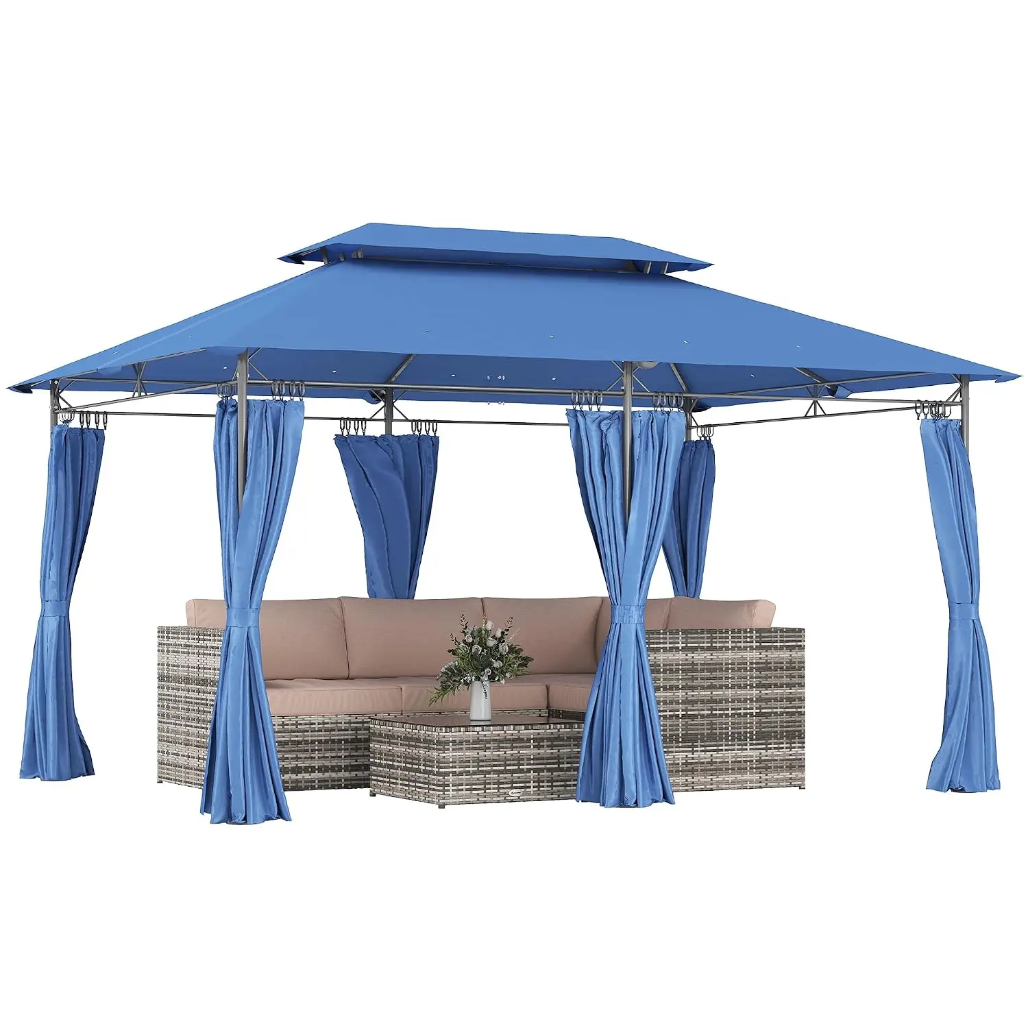 10' x 13' Patio Gazebo Double Roof Outdoor Gazebo Dark Blue, Customized