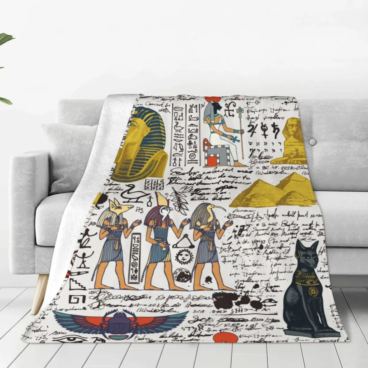 

Ancient Egypt Blankets Flannel Printed Egypts Gods Breathable Soft Throw Blanket for Home Couch Plush Thin Quilt