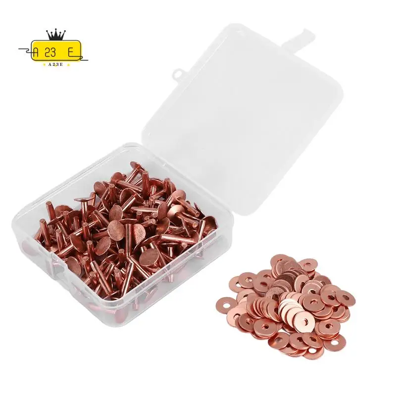 

A23E-100 наборы медных заклепок и шайб, кожаные медные заклепки, застежка для кошельков, воротников, кожаные принадлежности для рукоделия