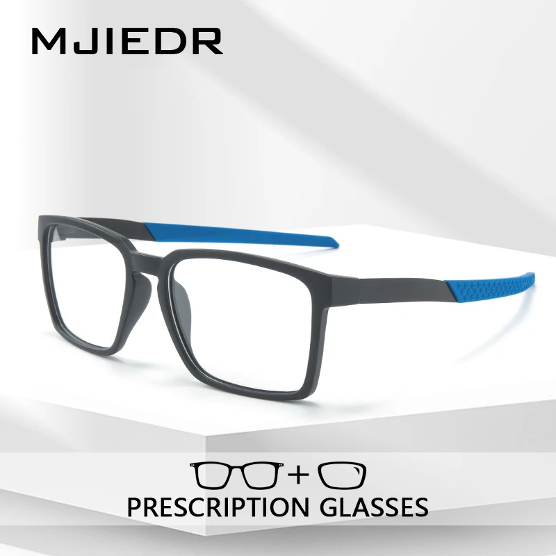 

MJIEDR Unisex Sports Prescription Glasses TR Square Frame Progressive Multifocal Lenses for Men Women